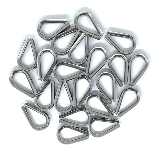 22 PCS M6 Stainless Steel Thimbles for 1/4 Inches Diameter Wire Rope - size: M6 Thimble - 22PCS