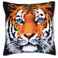 Vervaco Cross Stitch Embroidery Kits Pillow Front for Self-Embroidery with Embroidery Pattern on 100% Cotton and Embroidery Thread, 15,75 x 15,75 Inches - 40 x 40 cm, Tiger - color: multicolor