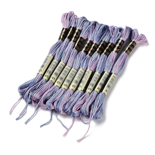 10 Skeins Medium Slate Blue 0.5mm 6-Ply Polyester Embroidery Floss Cross Stitch Threads Segment Dyed Gradient for DIY Craft Hand Sewing Knitting DIY Crafts Jewelry Making 8.75 Yards(8m)/Skein - color: Medium Slate Blue