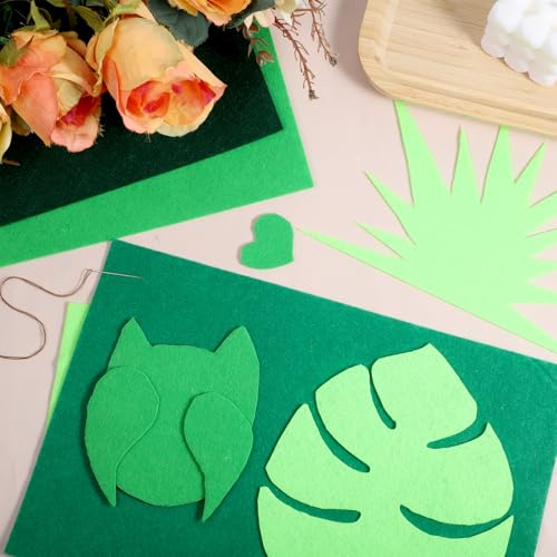 Green Felt Sheets, 16 Pieces Green Felt Fabric Sheets