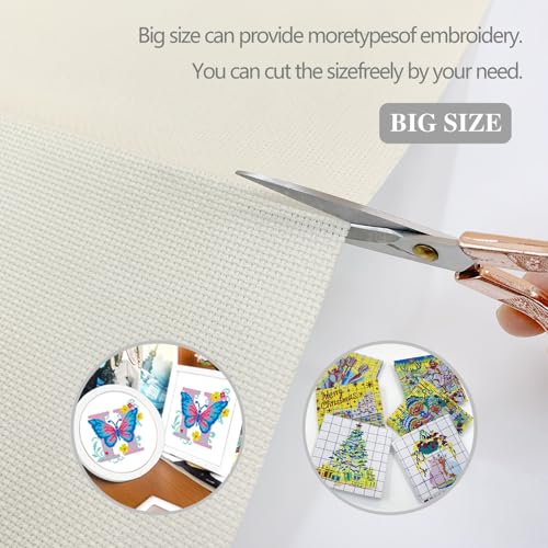Aida Cloth 14 Count Cross Stitch Fabric Cross Stitch Aida Cloth for Embroidery and Needlework (Off White, 30 * 39inch) - color: Off White