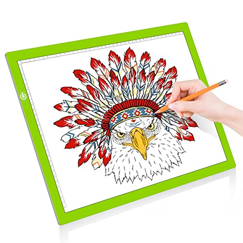 A3 Copy Light Board Tracing Box, Ultra-Thin Adjustable Drawing Tablet USB Power Artcraft LED Tracer Light Pad for Diamond Art Painting Accessories, Sketching, Animation, Quilting, Stenciling (Green) - color: GREEN, size: 11.7 x 16.5 inches