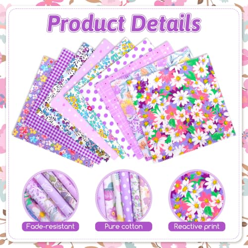 84 Pcs Purple Precut Quilting Cotton Fabric Squares 8 x 8‑Inch - color: Purple, size: 8″
