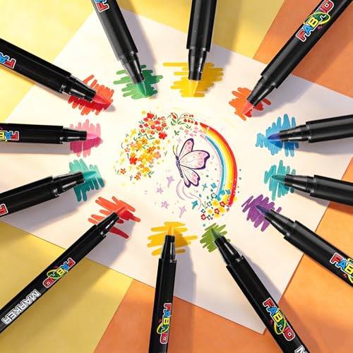 YOUKOYI Fabric Markers, 24Colors Acrylic Paint Pens, Fabric Decorating Kits No Bleed Waterproof Quick Dry Fabric Paint Pens for Fabric DIY, Crafts, Wood, Ceramic, Sneakers, Bags, Shoes, Textile - color: 24 Colors