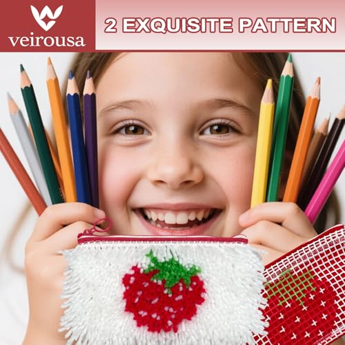 Latch Hook Pencil Case Kit for Adults Beginners, Strawberry & Watermelon - color: Strawberry n Watermelon
