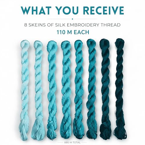 Natural 100% Silk Thread, Handmade Embroidery Thread Silk Floss 8 Colors 110m Each (94) - color: 94