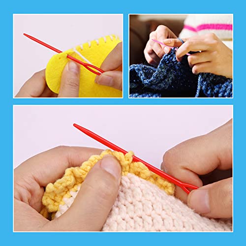 Lunarm Plastic Needles 60PCS Plastic Large Eye Sewing Needles for Yarn - size: 2.76 inches, 3.54 inches, and 5.91 inches