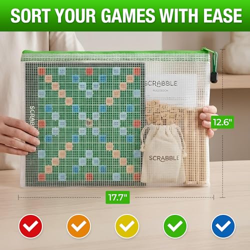 5 Pack Mesh Zipper Pouch Bags A3 17.7x12.6 inch - Plastic Zipper Pouches for Organizing - Game Storage Bags - Puzzle Organizer Bags - Large Zip Pouch Bags - Mesh Pouch with zip - Puzzle Bags - size: 5 Pack A3