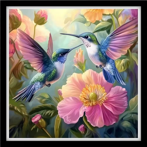 Fanxvivy Counted Cross Stitch Kits for Adults 11CT Unprinted Cross-Stitch Patterns Embroidery Kits Easy Cross Stitching Needlepoint Kits&Hummingbird Flowers 18x18 inch - color: DIY-craft11