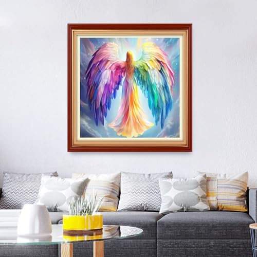 Foxhool Stamped Cross Stitch Kits,11CT Printed Cross Stitch Pattern Full Embroidery Kits for Beginner Needlepoint Kits& Angel's Wings 18x18 inch - color: ColorSet11