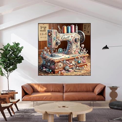 Dugsmgd Diamond Art Kits for Adults, Diamond Painting Kits 14x14 in - color: Sewing Machine