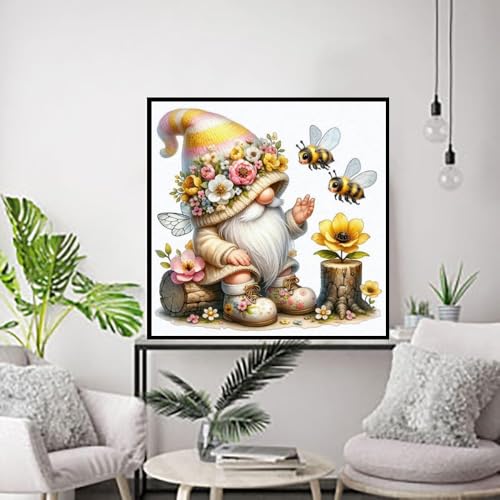 niurenmaoyi Stamped Cross Stitch Kits for Beginners,Counted Embroidery Craft Kits for Adults,Needlepoint Kits for Adults,Gnome Flowers Wall Art 13.8X13.8In - color: Cross Stitch Kits1215-02