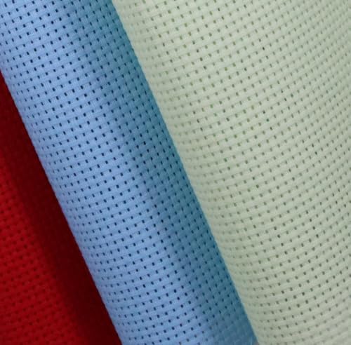 KCS 3 pc of 15" x 18"(38cmx45cm) 11 Count Cross Stitch Cotton Aida Cloth Needlework Rolled Fabric Box,11CT,Light Blue+Light Green+Red - color: Light Blue+light Green+red, size: 11CT