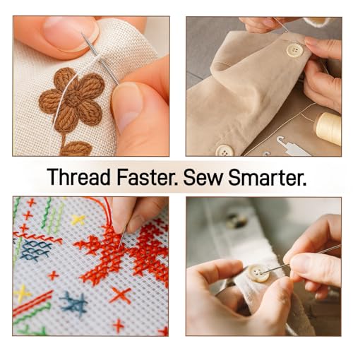 Needle Threaders 30-Pack Stainless Steel Tools for Hand Sewing, Cross Stitch, Embroidery, Knitting, Quilting & Crafts