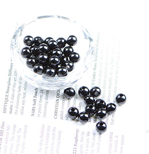 AD Beads Natural Gemstone 8mm Round Loose Beads Big Hole 2.5mm Sized 40pcs (Black Onyx) - color: Black Onyx