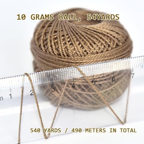 10 Colors Double Mercerized Egyptian Long Staple Cotton Pearl Thread Ball 10 Grams Rainbow Color Embroidery Thread for Crochet Hardanger Cross Stitch Hand Embroidery,caffee Series - color: Maillard Brown color