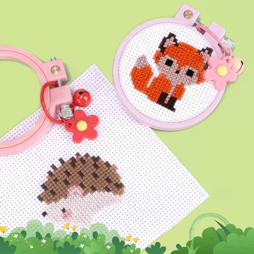 Caydo 6 Pcs Cross Stitch Kit for Kids Embroidery Kits, Needlepoint Kit Kids - color: Woodland Animal