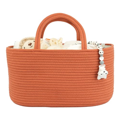 XUANGUO Large Cotton Rope Baby Diaper Caddy Organizer Basket Rust - color: Rust, size: Large
