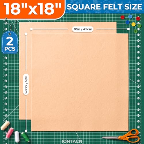 IONTACH 18" X 18" Soft Felt Sheets 1.6mm Thick (2 Packs, Peach Fuzz) - color: Peach Fuzz