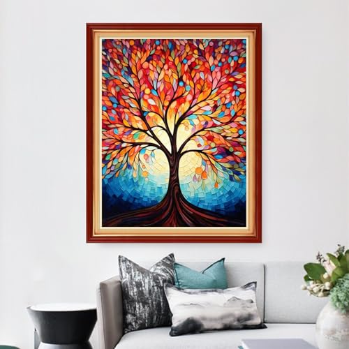 Dimensean Stamped Cross Stitch Kits Full Range of Embroidery Patterns Starter Kits for Beginners Adult DIY Cross Stitches Needlepoint Kits 11CT-Colorful Night Light Tree 16x20 inch - color: Arts kits 15