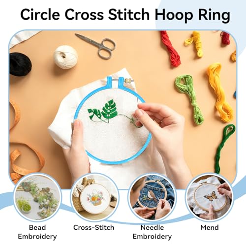 Embroidery Hoop Plastic, 5in Plastic Circle Cross Stitch Hoop Ring Circle Embroidery Ring Cross Stitch Supplies for Art Craft Sewing, Random Color