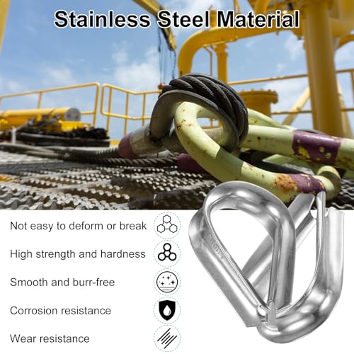 M METERXITY 5-Pack Wire Rope Thimbles, M14 Stainless Steel 14mm Rope Thimble Rigging for Diameter Cable Rigging/Sailing/Clothesline, Wire Cable Protection - size: M14