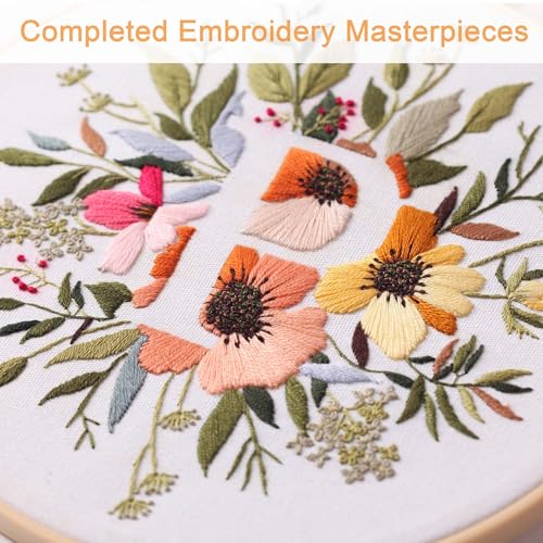 Harimau Letter Pattern P Embroidery Kit for Adult Beginners, Complete Starter Pack with 1 Hoop, Needles, Instruction Guide & Embroidery Stitch Video Tutorials - color: P
