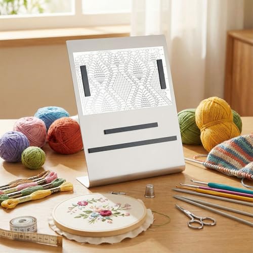 Flutesan Magnetic Cross Stitch Pattern Holder 12 x 10 Inch Large Cross Stitch Supplies and Accessories Knitting Chart Keeper with 4 Replacement Magnets for Crochet Display(Bracket Type) - style: Bracket Type