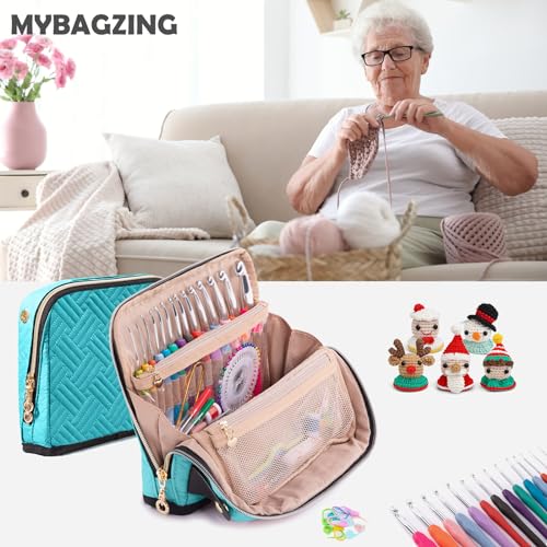 MYBAGZING Empty Crochet Hook Case, Stand-Up Crochet Hook Organizer - color: Teal, size: Case (Empty)