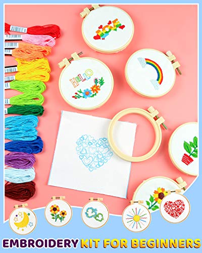 Pllieay 10 PCS Cross Stitch Kits for Beginners, Embroidery Beginner Kits