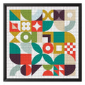 FREEBLOSS 11CT Cross Stitch Kit Cross Stitch Craft Kit with Stitching Guide for Beginners Memphis Stamped Embroidery Set Crossstitch Wall Hanging Set 17.7x17.7inch