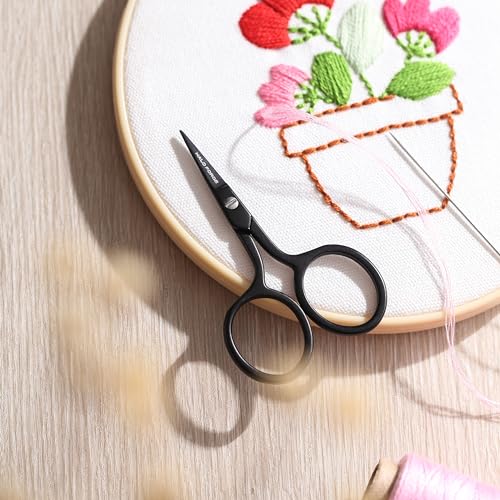 HALO FORGE Small Sharp Embroidery Scissors Stainless Steel 3.5" Black - style: 3.5" small embroidery scissors