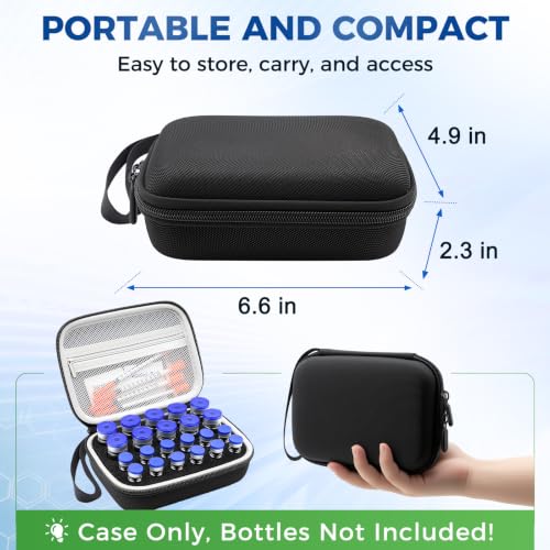 22 Slots Peptide Case for Fridge | Vial Case ｜1ml 2ml 3ml 5ml 10ml Vials - color: Black- 12×3ml+10×(5ml/10ml)