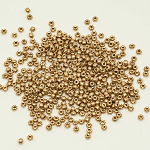 2600pcs (20g) Rocailles Preciosa Ornela 11/0, Tiny Glass Seed Beads, Czech Republic, (01710) Semi Matte Aztec Pale Gold - color: Pale Gold (01710)
