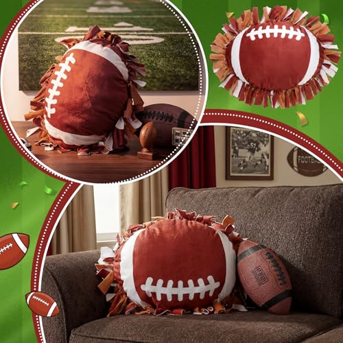 Weysat 6 Sets Football Tied Pillow Craft Kit DIY Football Shaped Pillow Craft Adults Gifts with PP Cotton for Sports Theme Party Room Decor VBS Favors Giveaways - style: Football