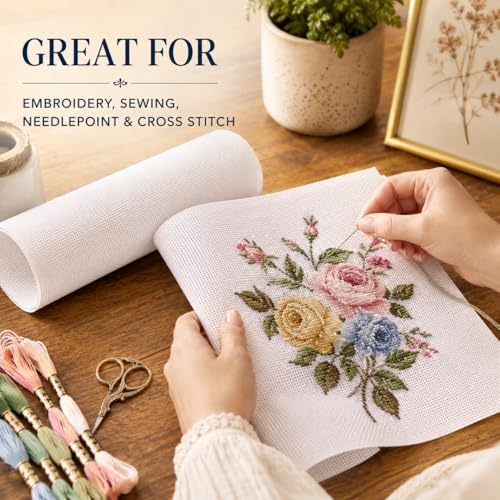 Needlepoint Canvas, 20" X 18", 18-mesh White Needlepoint Canvas Embroidery Blank White Cotton - color: White 18-mesh