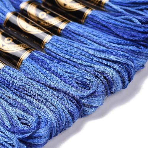 FASHEWELRY 10 Skeins Embroidery Floss Friendship Bracelet String Threads 6-Ply 0.5mm Dark Blue Cross Stitch Embroidery Thread for Sewing Bracelet Making Stitching Crafts - color: Dark Blue, size: 0.5mm