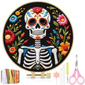 TINDTOP Embroidery Kit for Adult Beginners, Embroidery DIY Starter Kit, with Stamped Patterns, Hoop, Tools, Colorful Threads with Needles, Instructions (Skeleton C) - color: Skeleton C