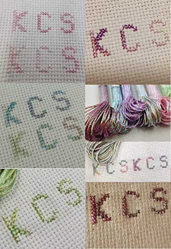 KCS 6-Strand Cross Stitch Metallic Variegated Pearl Shiny Embroidery Floss (6 skeins, Multicolored 2) - color: Multicolored 2