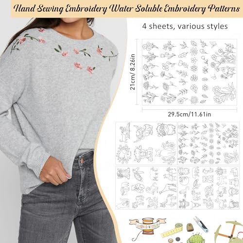 Water Soluble Embroidery Patterns, Stick and Stitch Paper for Sewing - style: highland cow 1250