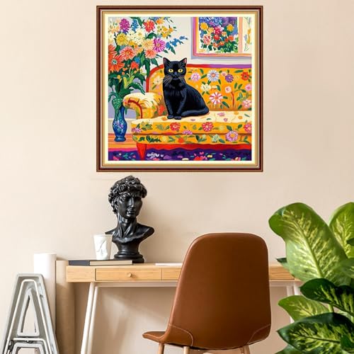 Fanxvivy Stamped Counted Cross Stitch Kits for Adults Printed Cross-Stitch Patterns 11CT Stamped or Counted Cross Stitching Embroidery Kit Needlepoint Kits-Cute cat 18x18 inch - color: Artkits03