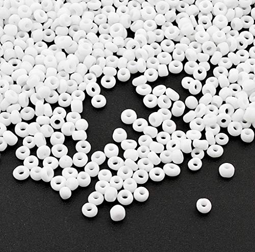Perlin Glass Seed Beads 3mm 8/0 Round Mini Small Pony Beads 3300pcs for Making Earrings Bracelets Pendants Waist Jewelry DIY Handmade Opaque Color Kit (White, 2,6 mm ~ 3 mm) - color: White