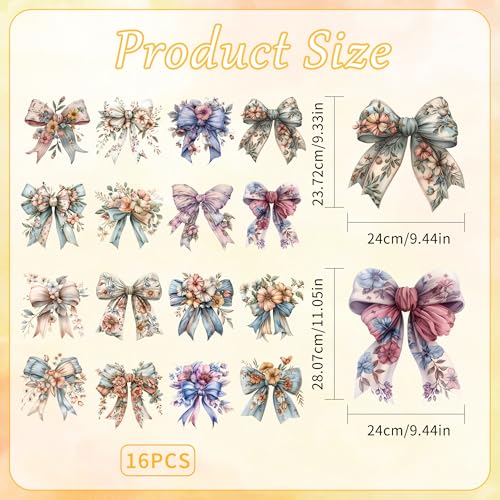 16 Sheets Floral Bow Iron on Transfers for T-Shirts - style: Floral Bow