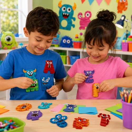 Cinrobiye 41 Pcs Monster Patches Self Adhesive Little Monsters A to Z Alphabet Applique Cute Monsters Themed Chenille Letter Patches Stick on for Clothing Hats Bags Fabric DIY Crafts - style: Monster