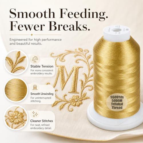 Simthread 5500Yds/5000M 40WT Polyester Embroidery Thread Brass 328 - color: Brass-328