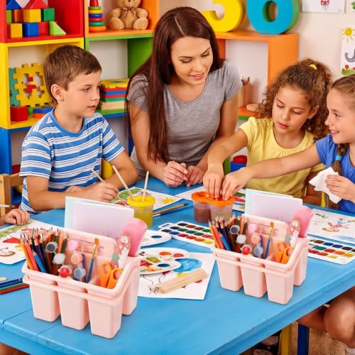 WILLBOND 12 Pcs Classroom Storage Caddies Stackable Utility Caddy, Pink - color: Pink
