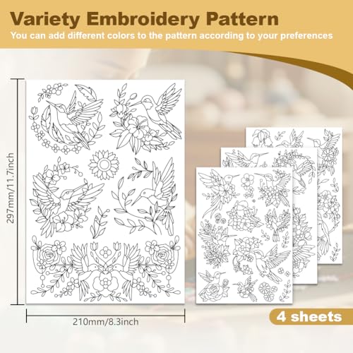 23Pcs Floral Hummingbird Water Soluble Hand Sewing Stabilizers - style: Hummingbird