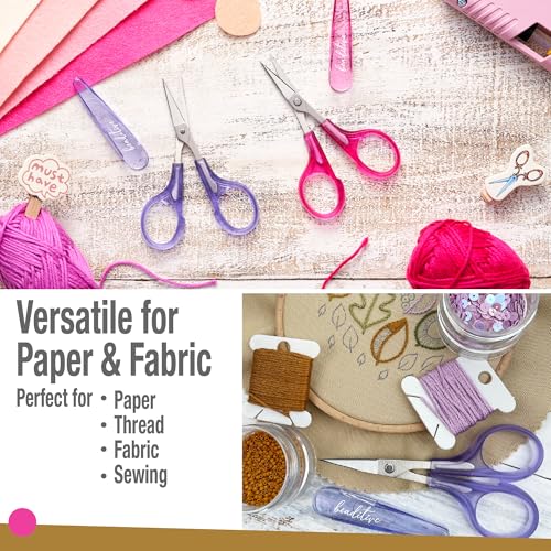 Beaditive High Precision Detail Scissors Set (2-Pc) Sharp, Fine Tips | Paper Cutting, Scrapbooking, Sewing, Crafting | Stainless Steel | Protective Cover (Jelly) - color: Jelly