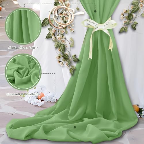 Horbaunal Dusty Sage Chiffon Fabric by The Yard, 1 Yard Precut Sheer Fabric - color: Dusty Sage, size: 1 Yard