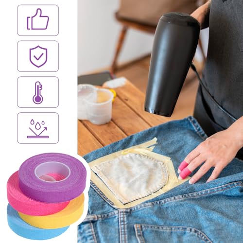 4 Rolls Thimble Tape, Adjustable Finger Protectors for Hand Embroidery Quilting Self-Adhesive Fabric Thimbles for Hand Sewing, Knitting Bandage for DIY Notions & Supplies